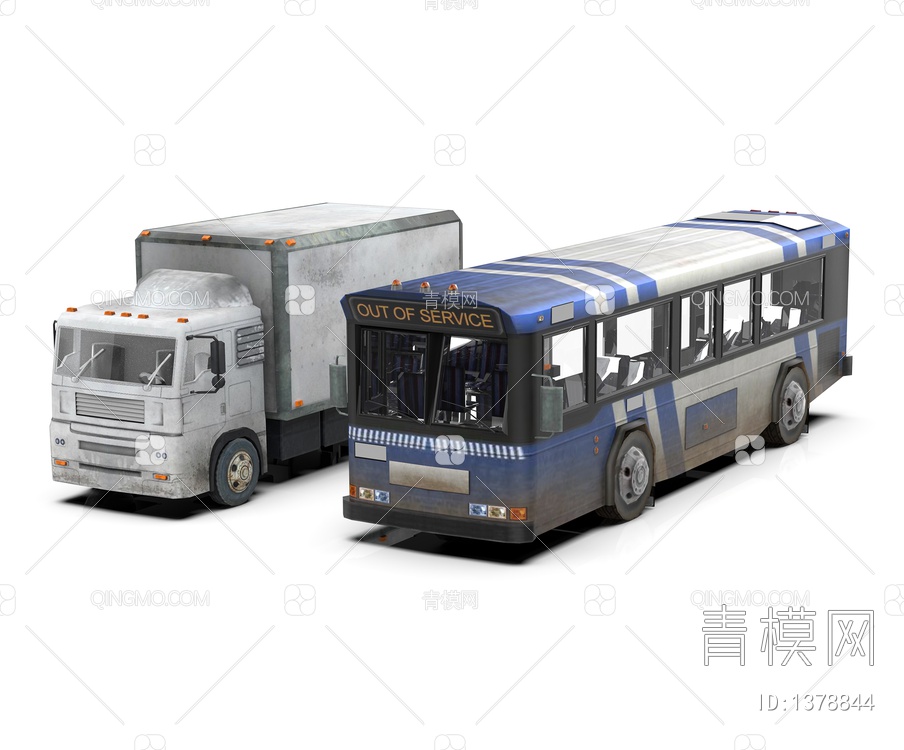 废旧交通工具 卡车货车3D模型下载【ID:1378844】