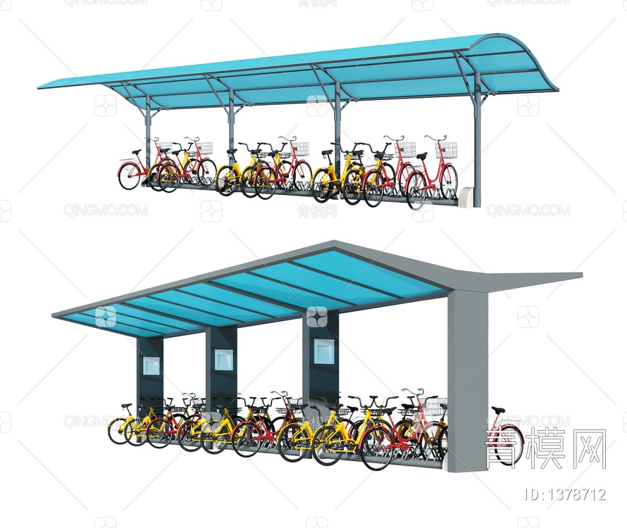 自行车车棚3D模型下载【ID:1378712】