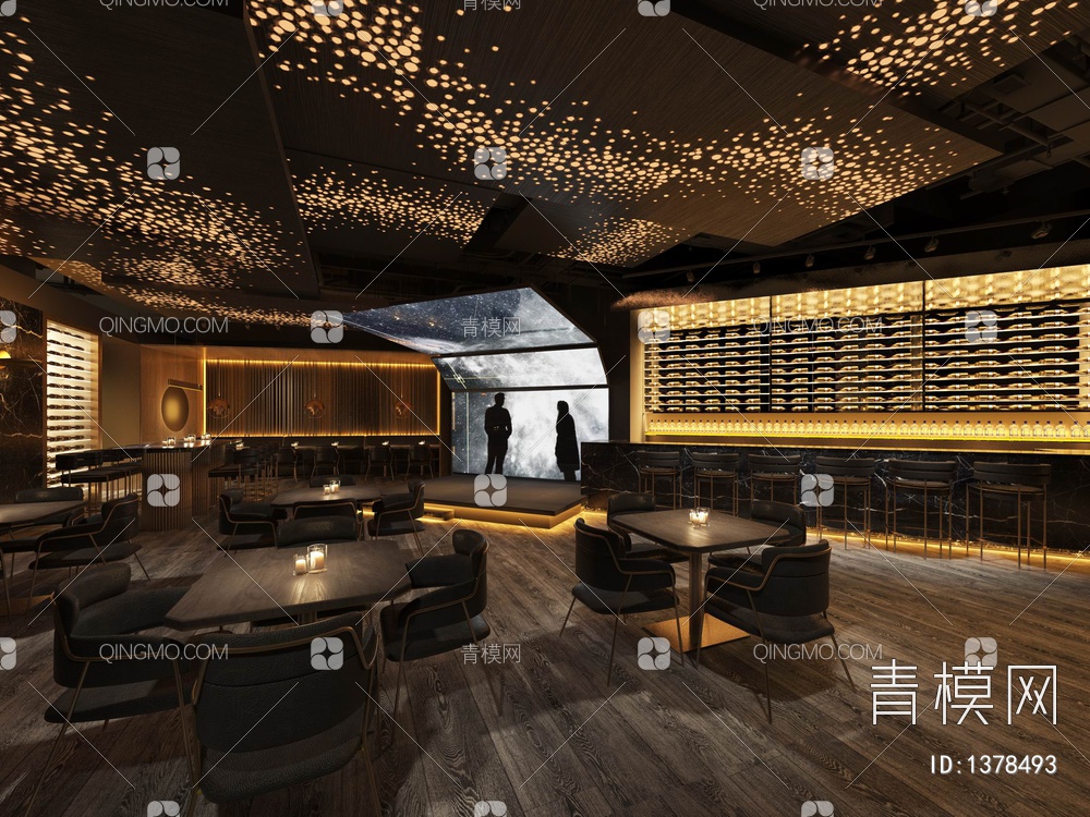 330㎡音乐餐厅CAD施工图+效果图 餐吧 餐饮 西餐 特色餐厅【ID:1378493】