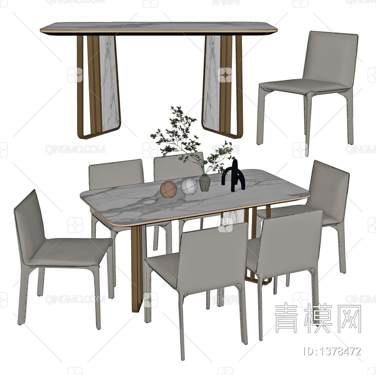 餐桌椅组合SU模型下载【ID:1378472】