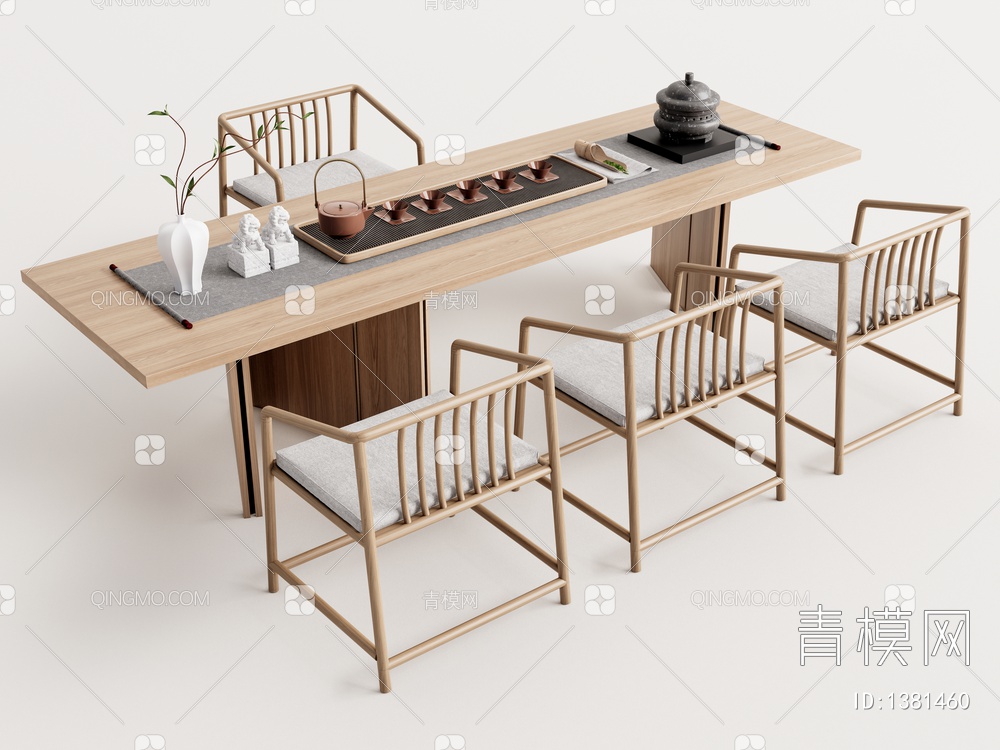 茶桌椅 茶台 茶盘茶具3D模型下载【ID:1381460】