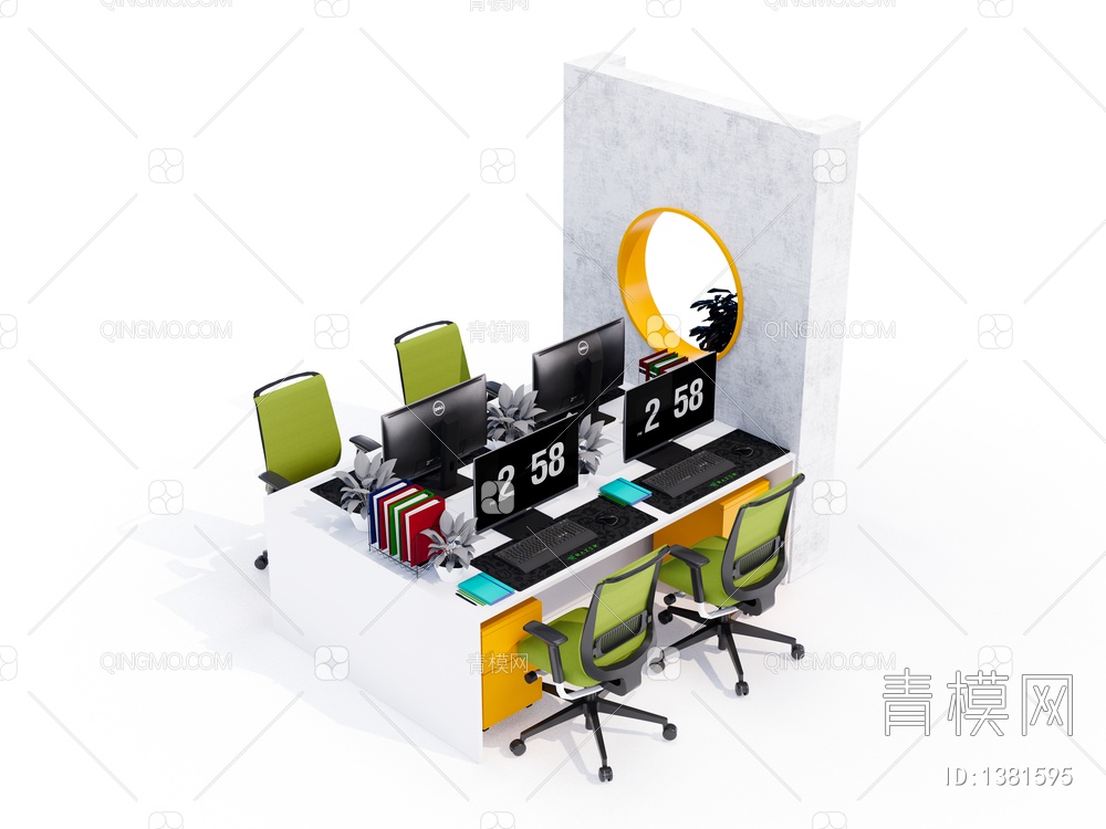 办公桌椅SU模型下载【ID:1381595】