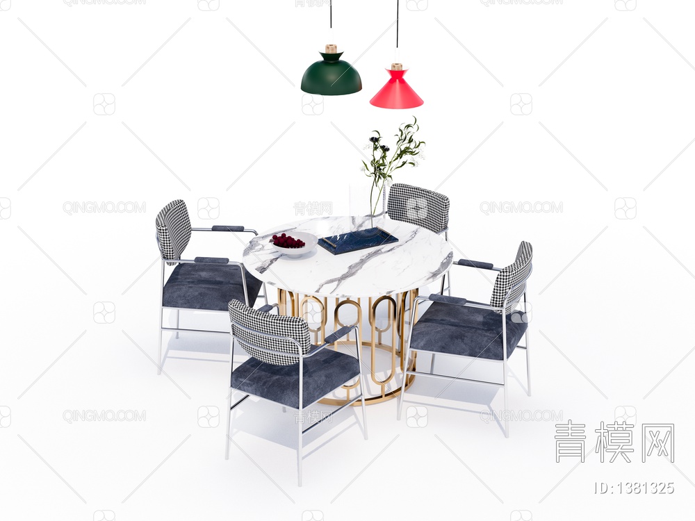 餐桌椅组合SU模型下载【ID:1381325】