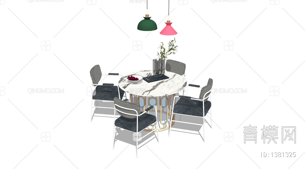 餐桌椅组合SU模型下载【ID:1381325】
