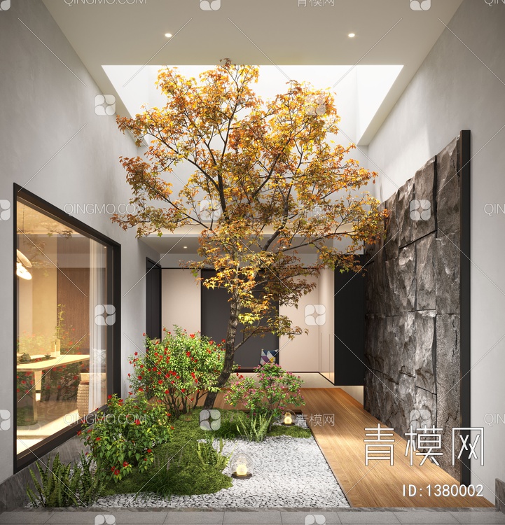 【天井庭院3D模型】-现代CR有灯光有贴图MAX2016天井庭院3d模型下载-ID1380002-免费3Dmax模型库 - 青模3d模型网