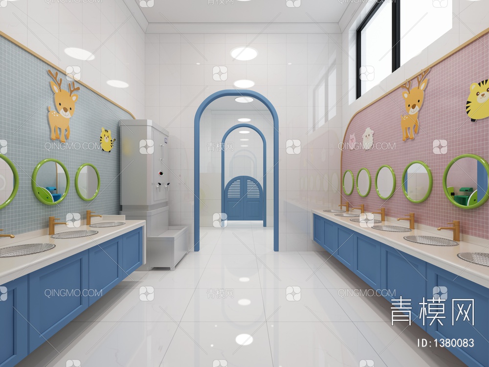 公共洗手间 卫生间3D模型下载【ID:1380083】