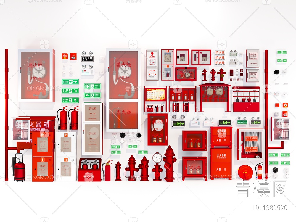 消防栓 灭火器SU模型下载【ID:1380590】
