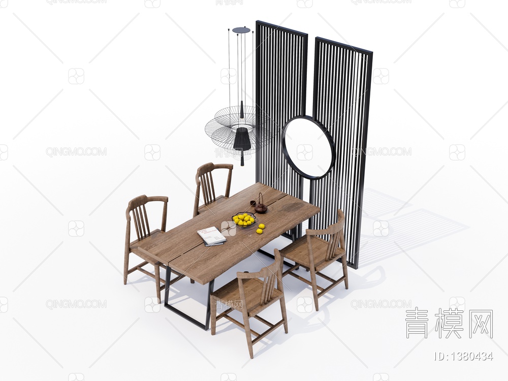 餐桌椅组合SU模型下载【ID:1380434】