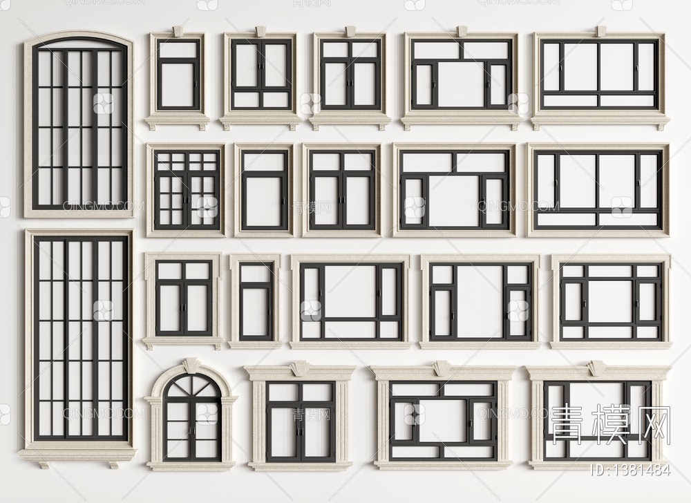 窗户 平开窗 落地窗SU模型下载【ID:1381484】