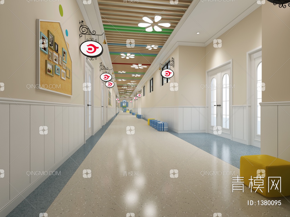 幼儿园大厅过道3D模型下载【ID:1380095】