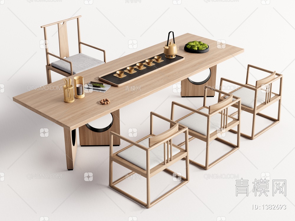 茶桌椅 茶台 茶具组合3D模型下载【ID:1382693】