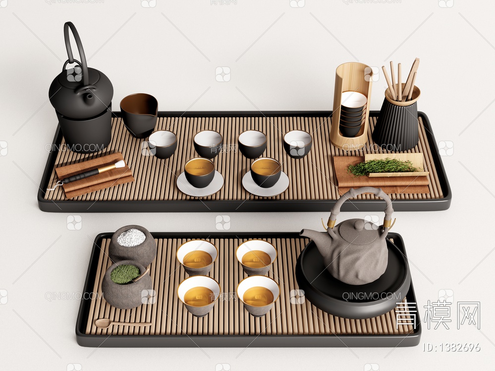 茶具 茶壶茶杯 茶叶3D模型下载【ID:1382696】