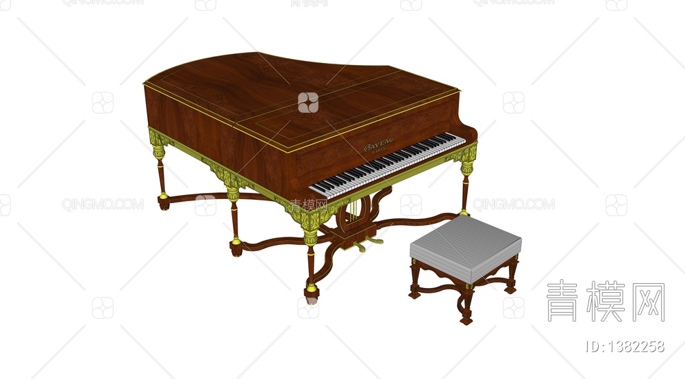 复古钢琴SU模型下载【ID:1382258】