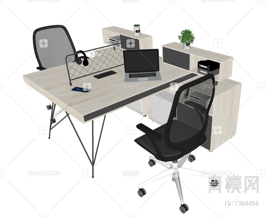 办公桌椅组合SU模型下载【ID:1384496】
