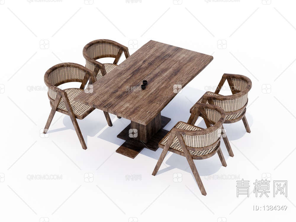 实木餐桌椅SU模型下载【ID:1384349】