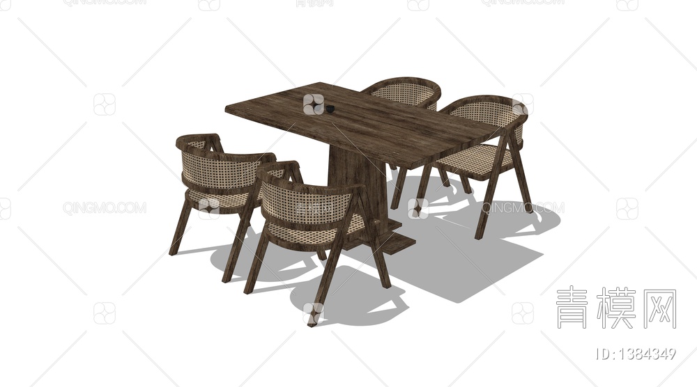 实木餐桌椅SU模型下载【ID:1384349】