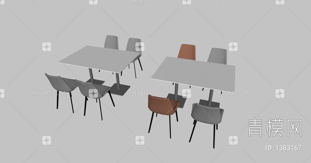 食堂餐桌椅SU模型下载【ID:1383167】