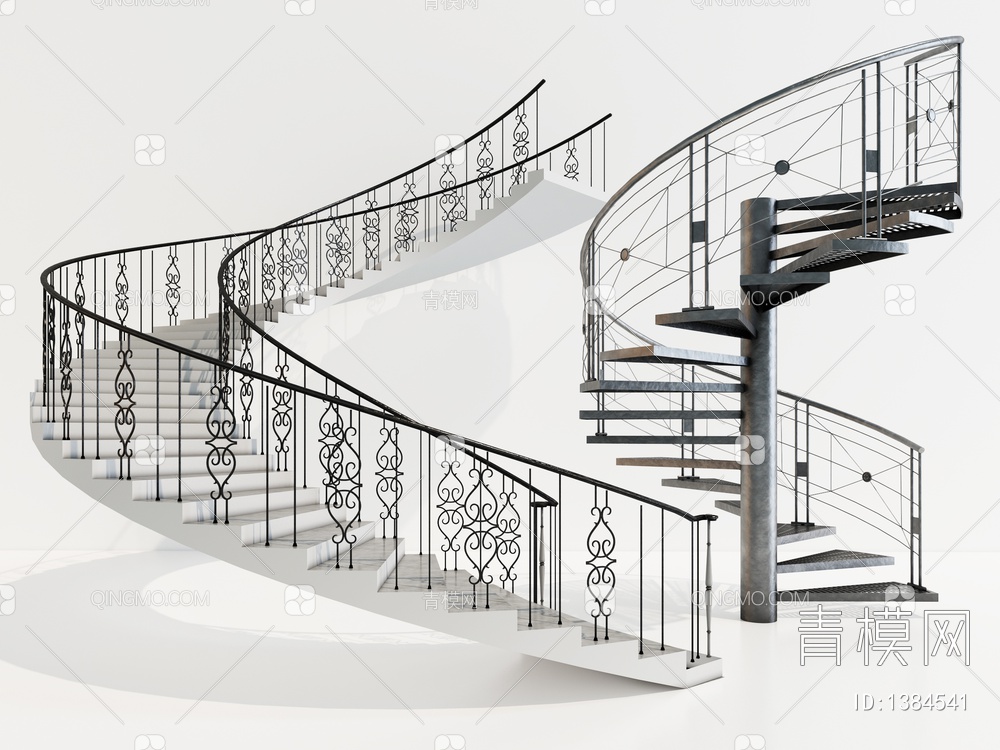 旋转楼梯3D模型下载【ID:1384541】