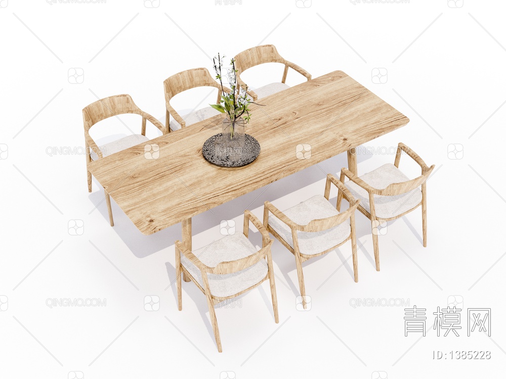 实木餐桌椅SU模型下载【ID:1385228】