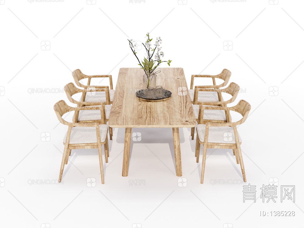 实木餐桌椅SU模型下载【ID:1385228】