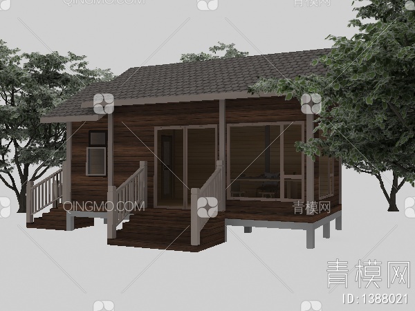小木屋 民宿 茶室 茶桌椅3D模型下载【ID:1388021】