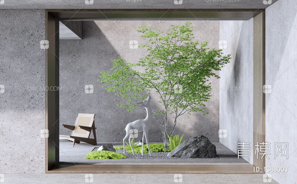 庭院景观小品 景观石 石头 中庭景观 植物景观小品 苔藓微地形3D模型下载【ID:1388003】