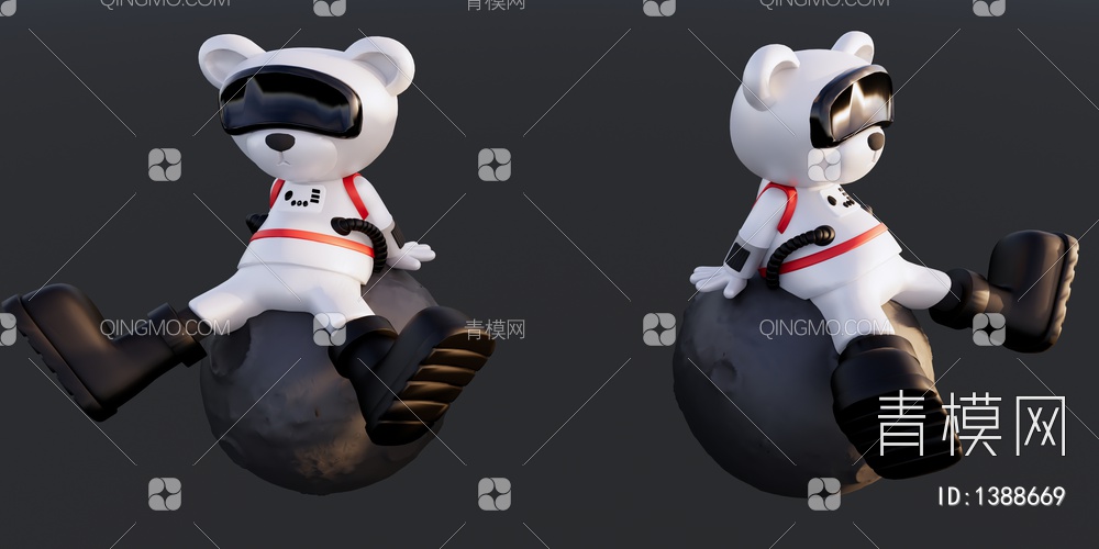 宇航员熊太空熊雕塑SU模型下载【ID:1388669】