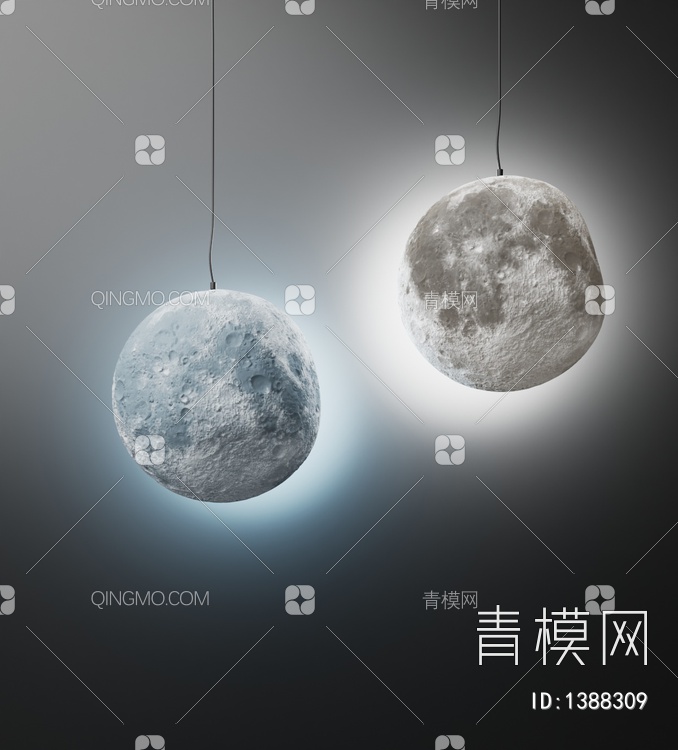月球灯 月球吊灯3D模型下载【ID:1388309】