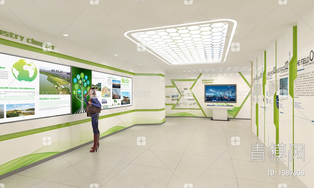 绿色生态环保展厅 互动触摸一体机 互动触摸屏 滑轨魔屏3D模型下载【ID:1389638】