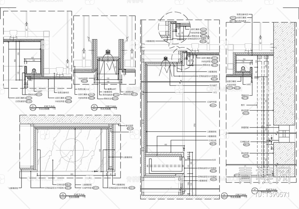 200㎡办公室CAD施工图 办公室 办公区 会议室【ID:1390571】