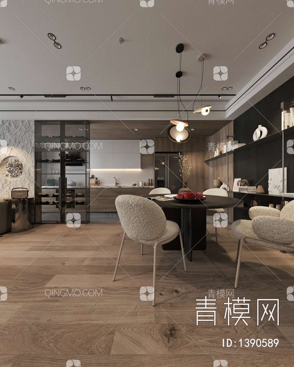 公寓餐厅，厨房3D模型下载【ID:1390589】