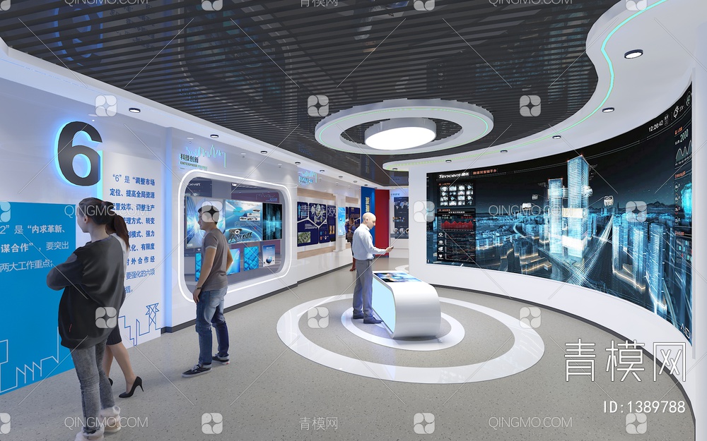 科技水利水电展厅 VR互动设备 互动触摸屏 互动触摸一体机 荣誉墙3D模型下载【ID:1389788】