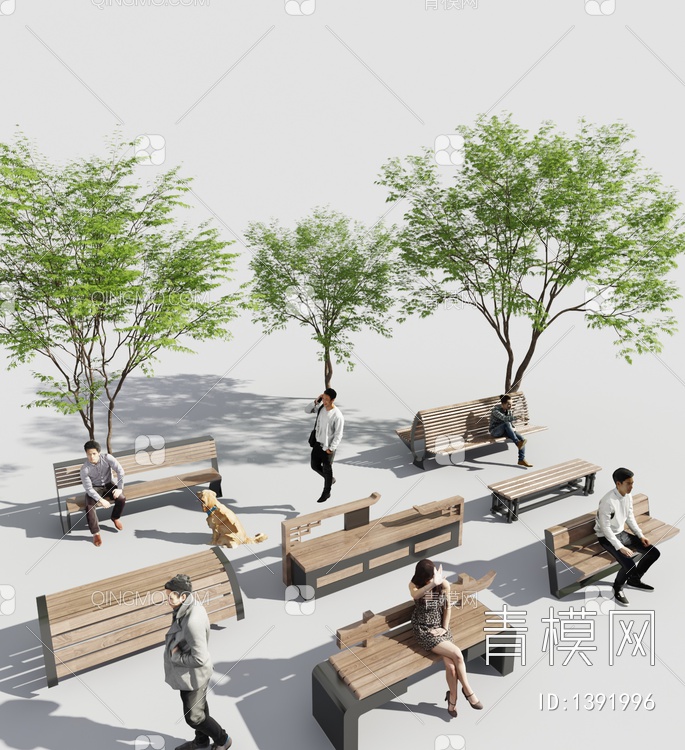 户外座椅 树池3D模型下载【ID:1391996】
