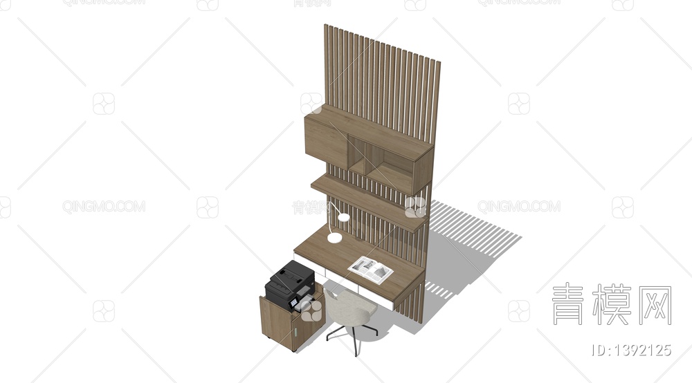 书桌椅组合SU模型下载【ID:1392125】