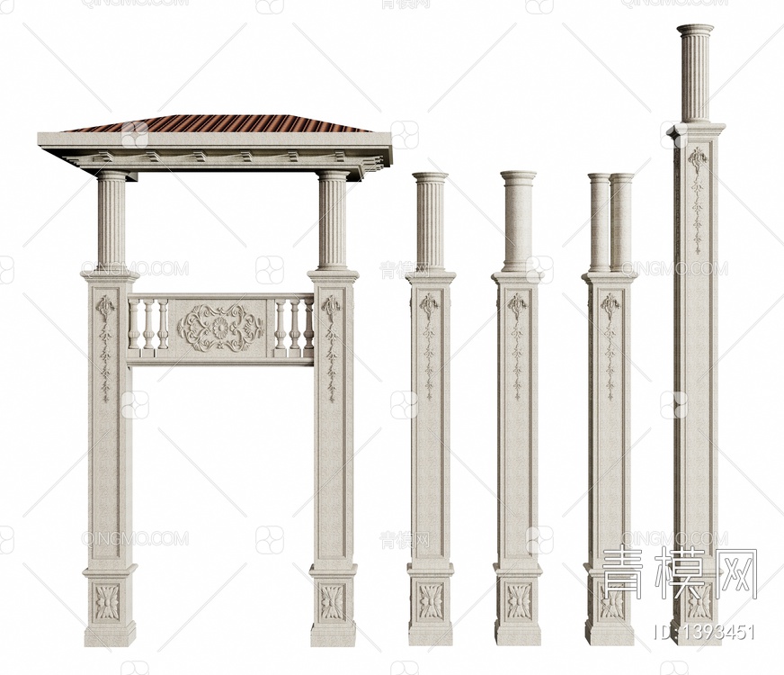 罗马柱 石膏柱子 门头柱子3D模型下载【ID:1393451】