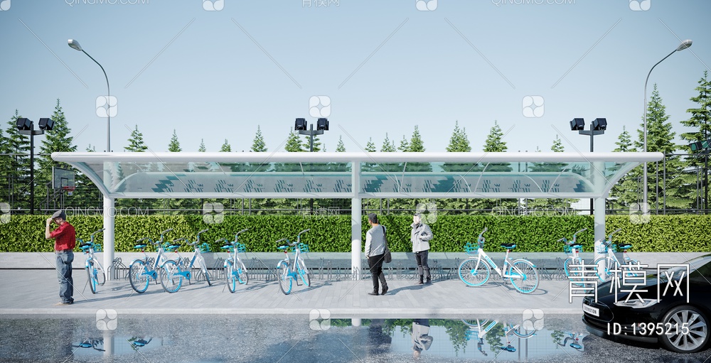 自行车车棚3D模型下载【ID:1395215】