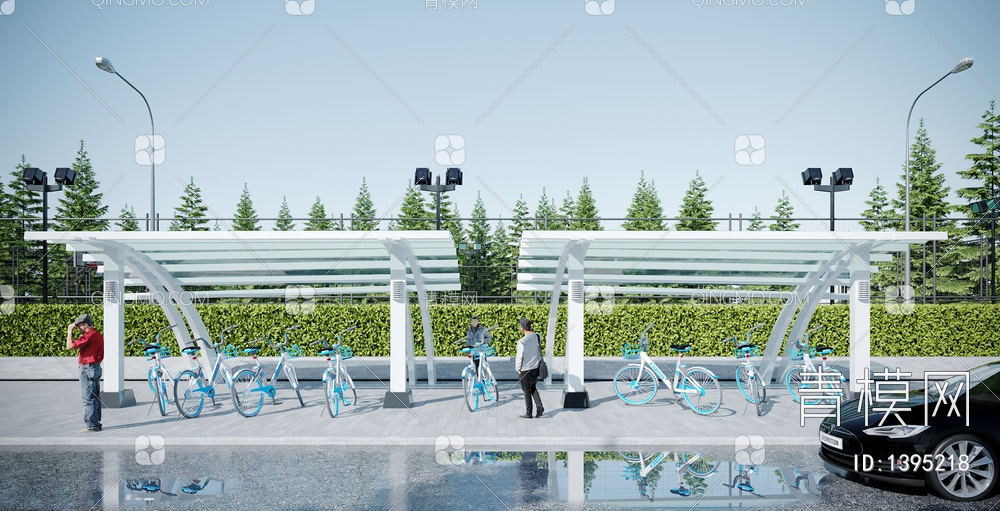 自行车车棚3D模型下载【ID:1395218】