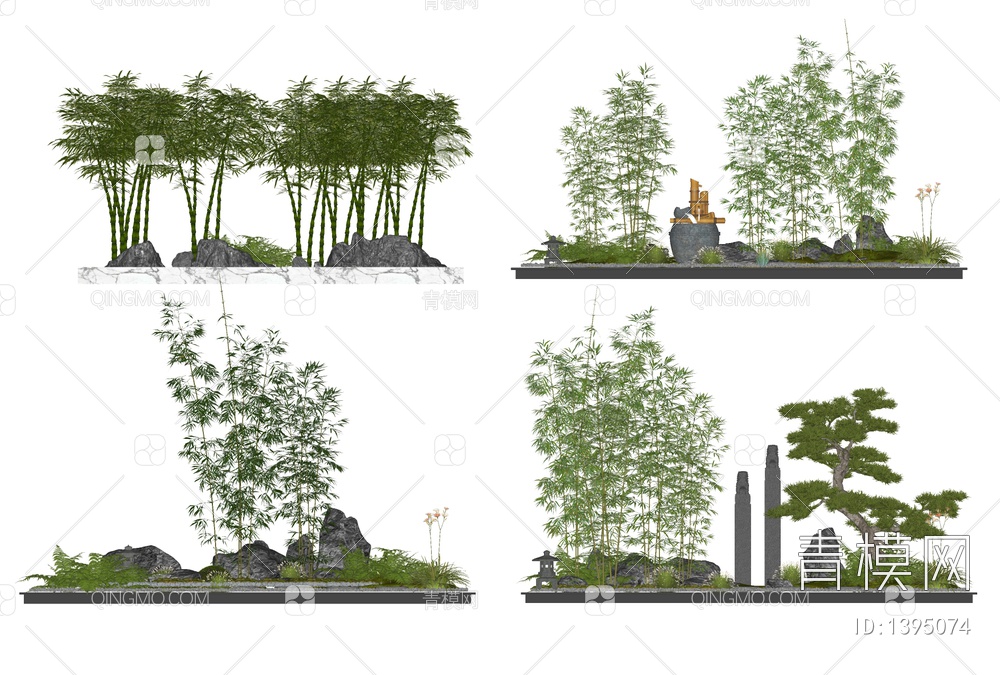 竹子 景观植物 紫竹子 罗汉竹 毛竹 翠竹 竹林 绿植 景观竹SU模型下载【ID:1395074】