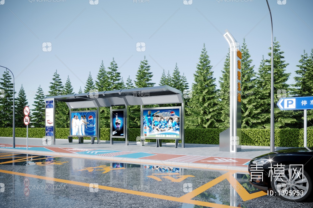 公交站台，候车亭3D模型下载【ID:1395953】
