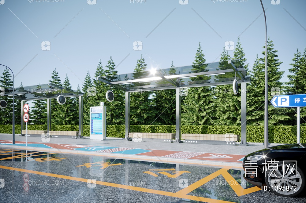 公交站台，候车亭3D模型下载【ID:1395872】