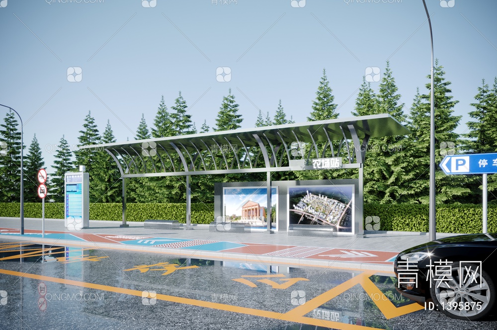 公交站台，候车亭3D模型下载【ID:1395875】