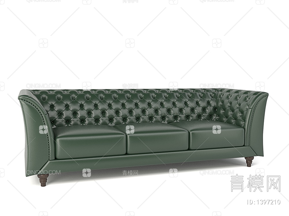 绿色真皮沙发3D模型下载【ID:1397210】