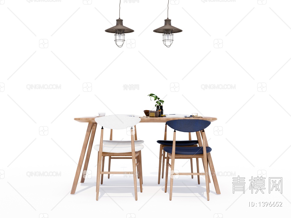 实木餐桌椅SU模型下载【ID:1396652】
