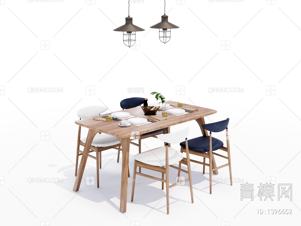 实木餐桌椅SU模型下载【ID:1396652】