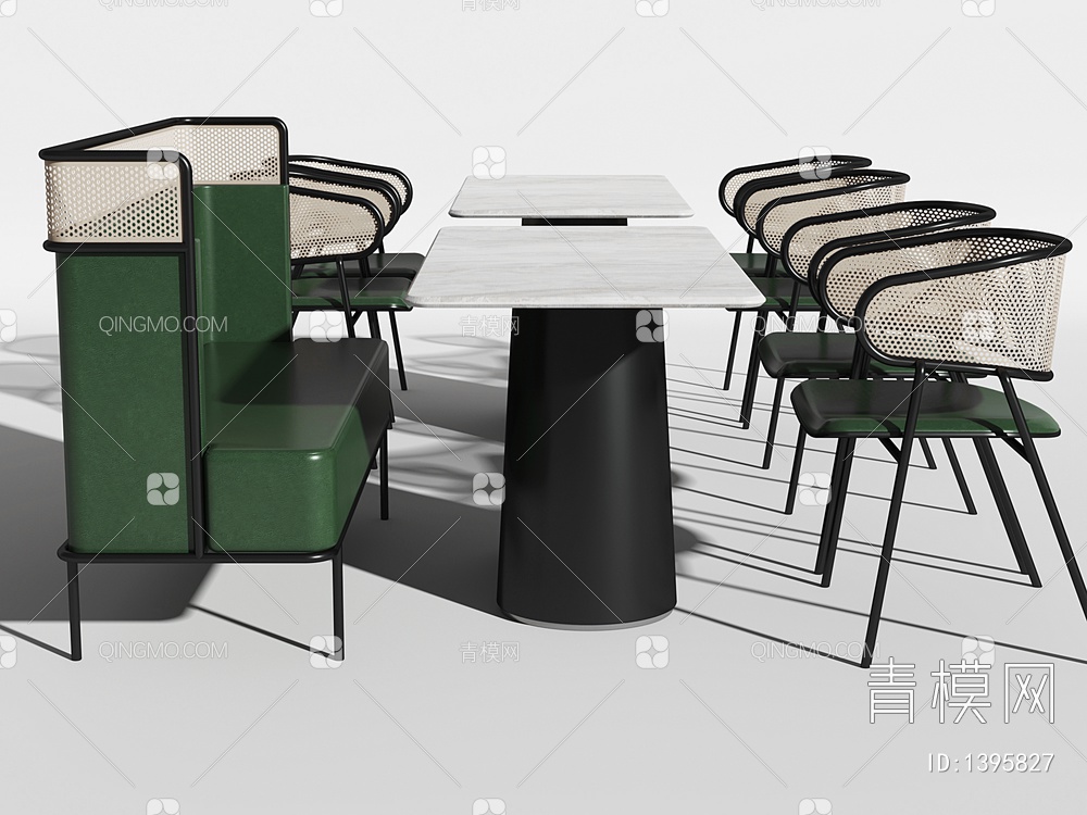 餐厅卡座 餐桌椅3D模型下载【ID:1395827】
