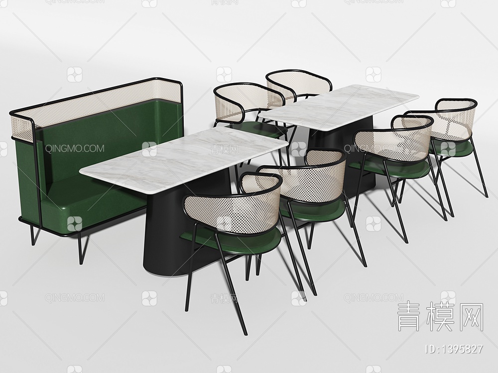 餐厅卡座 餐桌椅3D模型下载【ID:1395827】