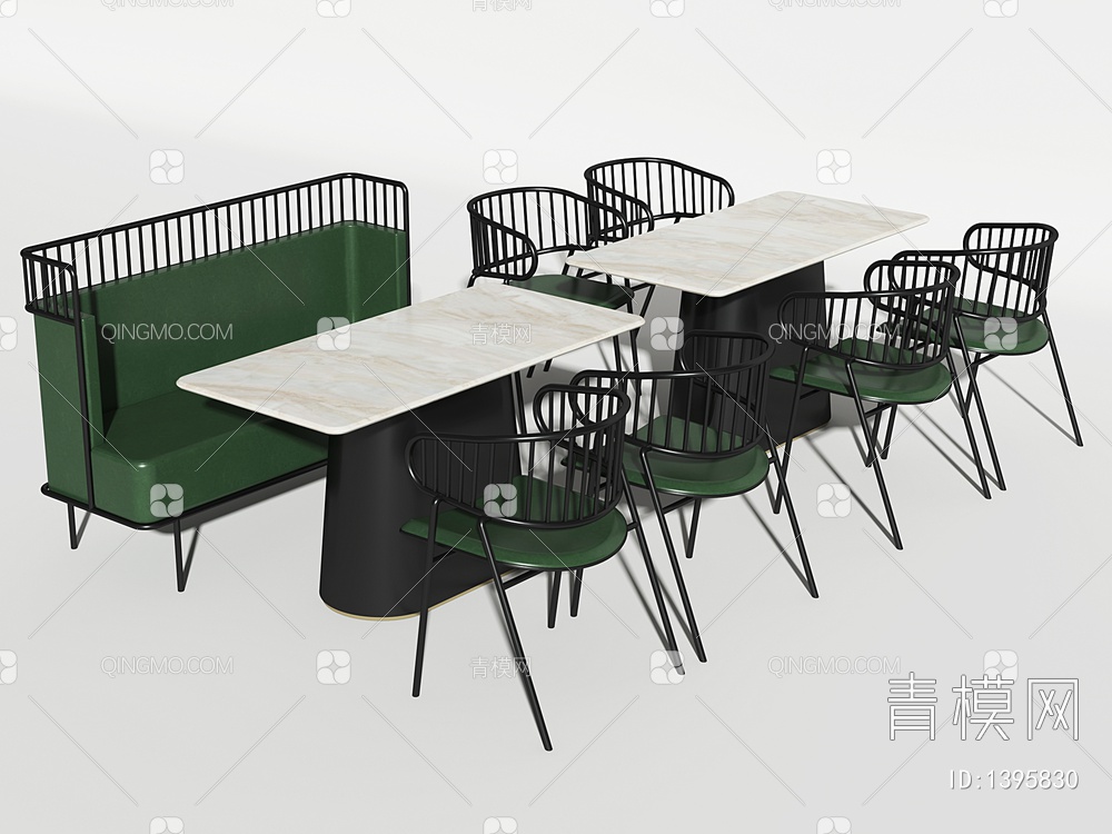 餐厅卡座 餐桌椅SU模型下载【ID:1395830】