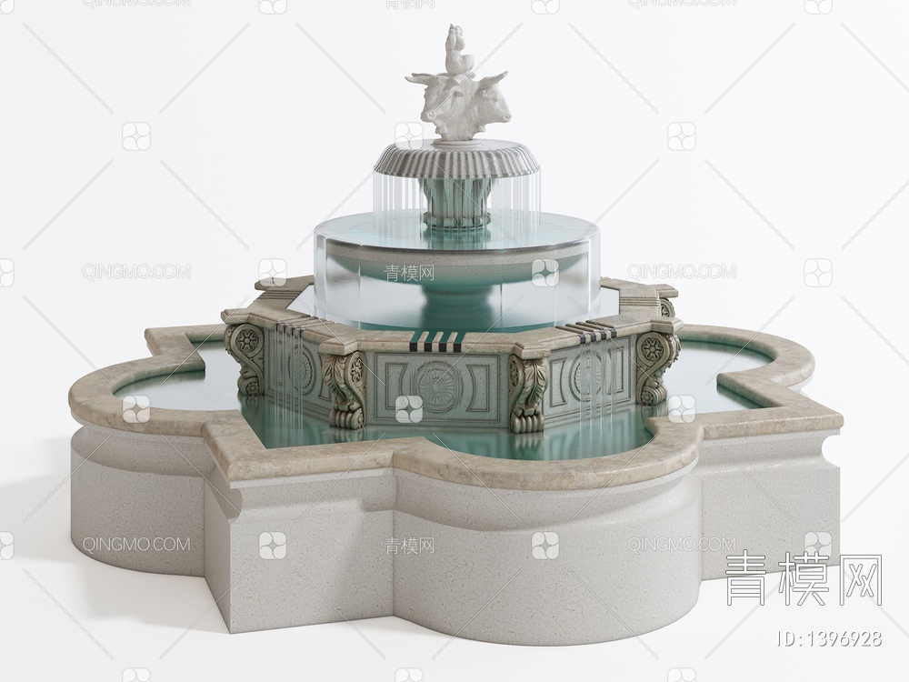 喷泉水池3D模型下载【ID:1396928】
