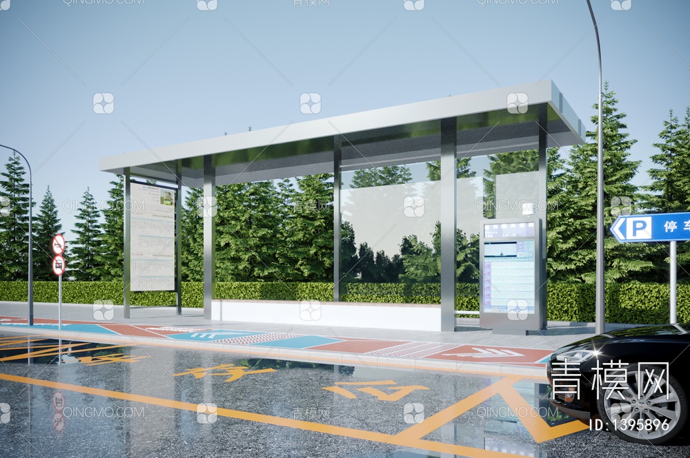 公交站台，候车亭3D模型下载【ID:1395896】