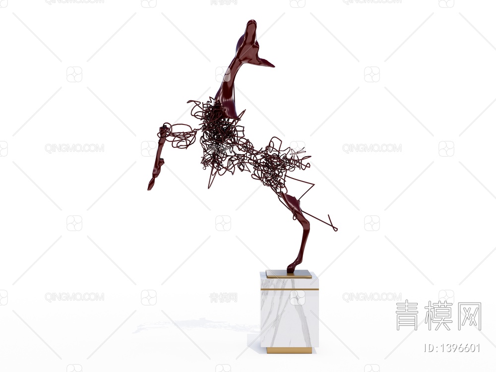 小鹿动物雕塑SU模型下载【ID:1396601】